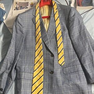 Isaia Bespoke Light Blue Plaid Sport Coat